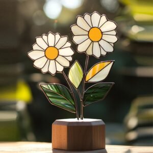 Digital Download Stained Glass Daisy Pattern, Stained Glass Pattern, Modern Suncatcher, DIY Stained Glass