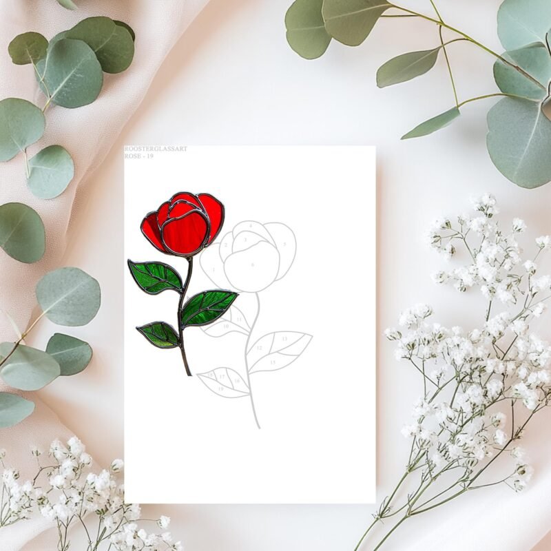 Digital Download Stained Glass Rose Pattern, Stained Glass Pattern, Modern Suncatcher, DIY Stained Glass - Image 2