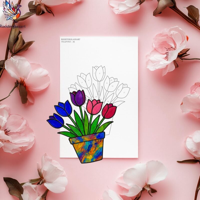 Digital Download Stained Glass Tulip Pot Pattern, Stained Glass Pattern, Modern Suncatcher, DIY Stained Glass - Image 4