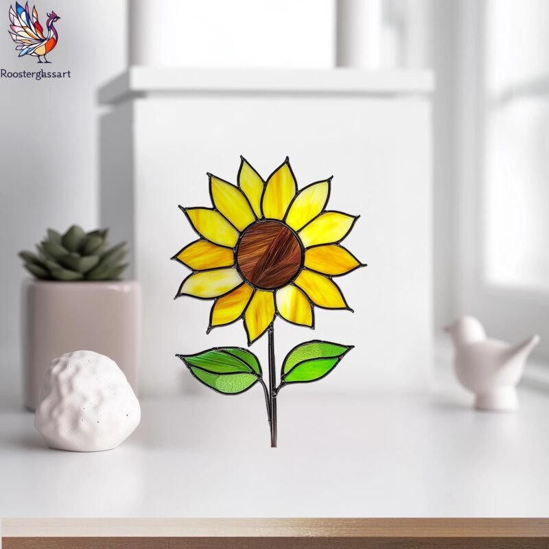 Digital Download Stained Glass Sunflower Pattern, Stained Glass Pattern, Modern Suncatcher, DIY Stained Glass - Image 5