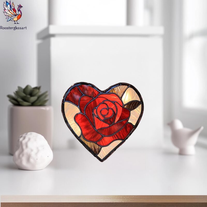 Digital Download Stained Glass Rose and Heart Pattern, Stained Glass Pattern, Modern Suncatcher, DIY Stained Glass - Image 5
