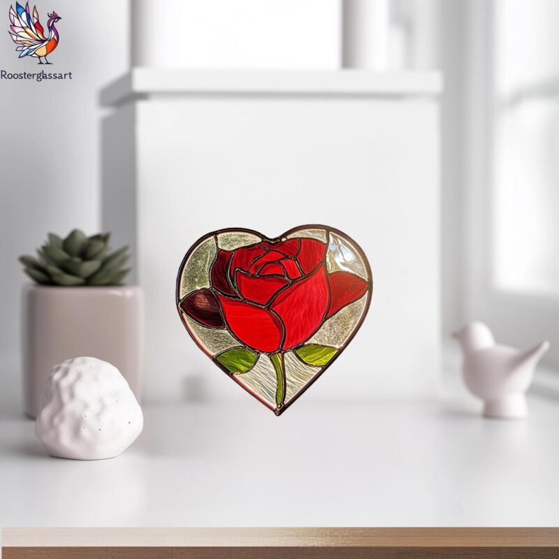 Digital Download Stained Glass Rose and Heart Pattern, Stained Glass Pattern, Modern Suncatcher, DIY Stained Glass - Image 5