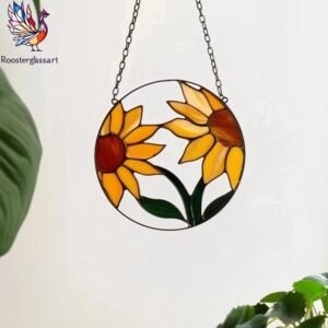 Digital Download Stained Glass Sunflower Pattern, Stained Glass Pattern, Modern Suncatcher, DIY Stained Glass
