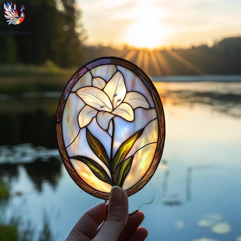 Digital Download Stained Glass White Lily Pattern, Stained Glass Pattern, Modern Suncatcher, DIY Stained Glass - Image 4