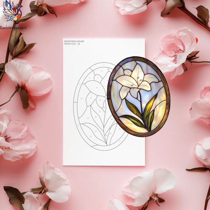 Digital Download Stained Glass White Lily Pattern, Stained Glass Pattern, Modern Suncatcher, DIY Stained Glass - Image 3