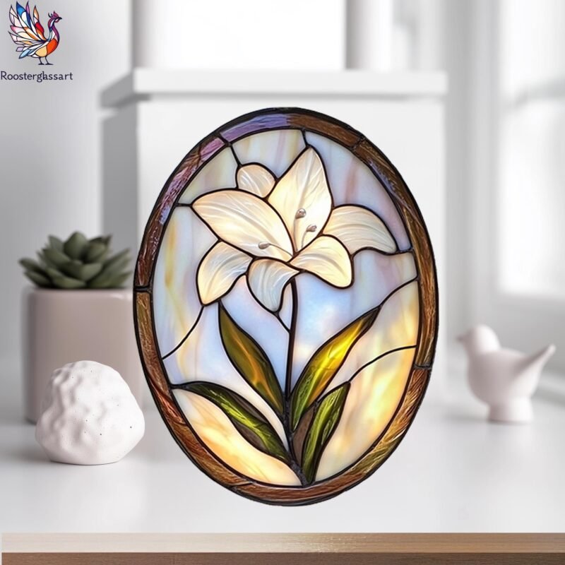 Digital Download Stained Glass White Lily Pattern, Stained Glass Pattern, Modern Suncatcher, DIY Stained Glass - Image 5