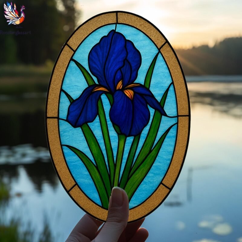 Digital Download Stained Glass Blue Iris Pattern, Stained Glass Pattern, Modern Suncatcher, DIY Stained Glass - Image 5