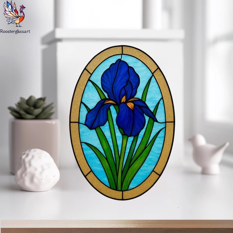 Digital Download Stained Glass Blue Iris Pattern, Stained Glass Pattern, Modern Suncatcher, DIY Stained Glass - Image 6