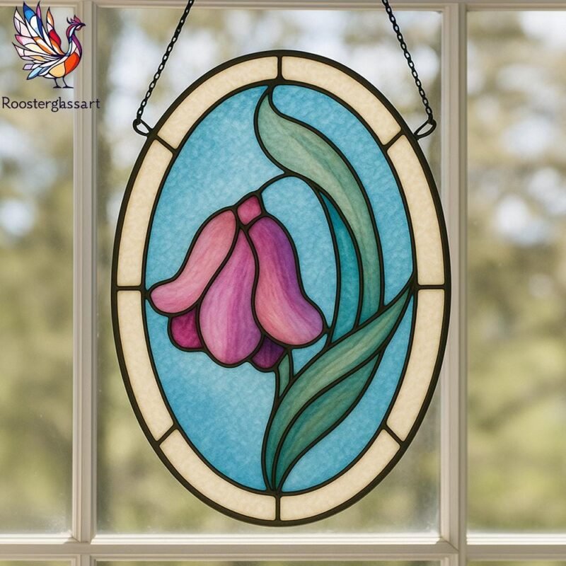 Digital Download Stained Glass Tulip Pattern, Stained Glass Pattern, Modern Suncatcher, DIY Stained Glass - Image 2