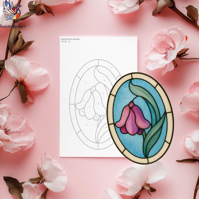 Digital Download Stained Glass Tulip Pattern, Stained Glass Pattern, Modern Suncatcher, DIY Stained Glass - Image 4