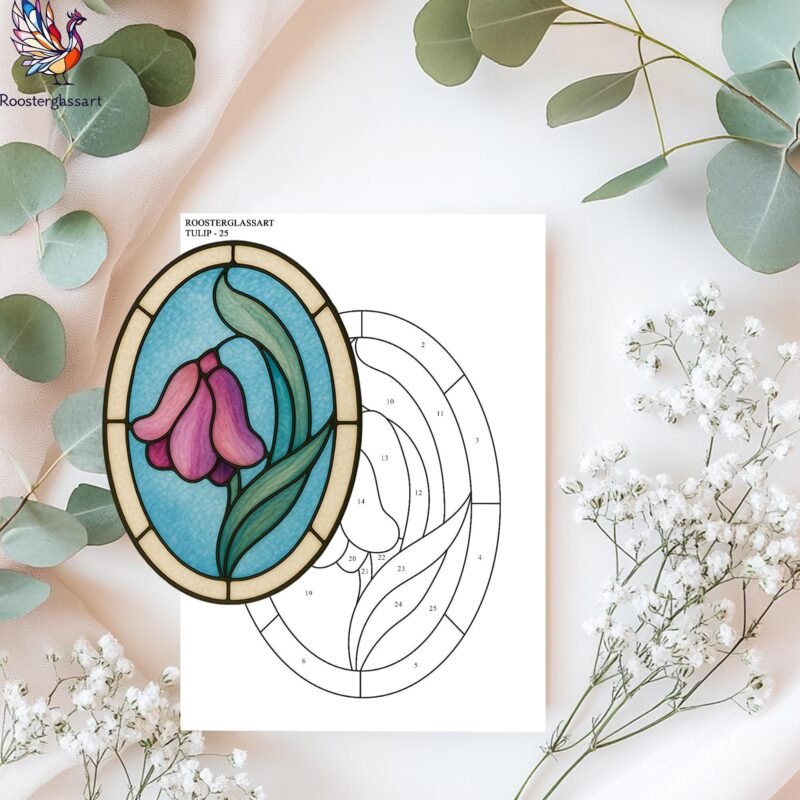 Digital Download Stained Glass Tulip Pattern, Stained Glass Pattern, Modern Suncatcher, DIY Stained Glass - Image 3