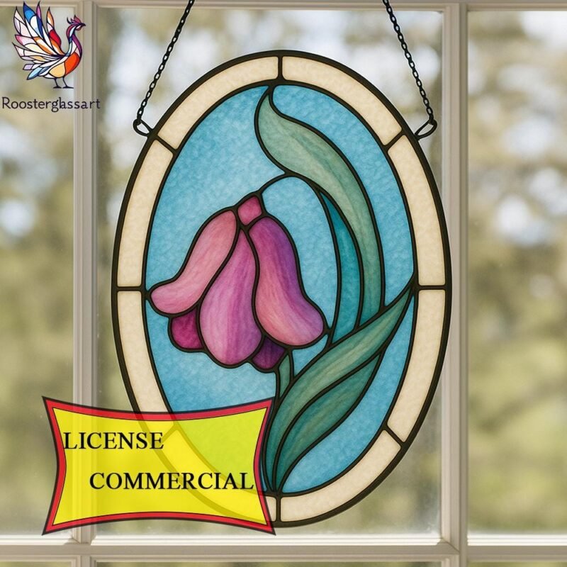 Digital Download Stained Glass Tulip Pattern, Stained Glass Pattern, Modern Suncatcher, DIY Stained Glass