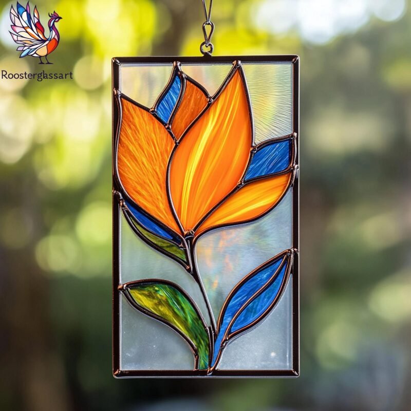 Digital Download Stained Glass Paradise flower Pattern, Stained Glass Pattern, Modern Suncatcher, DIY Stained Glass
