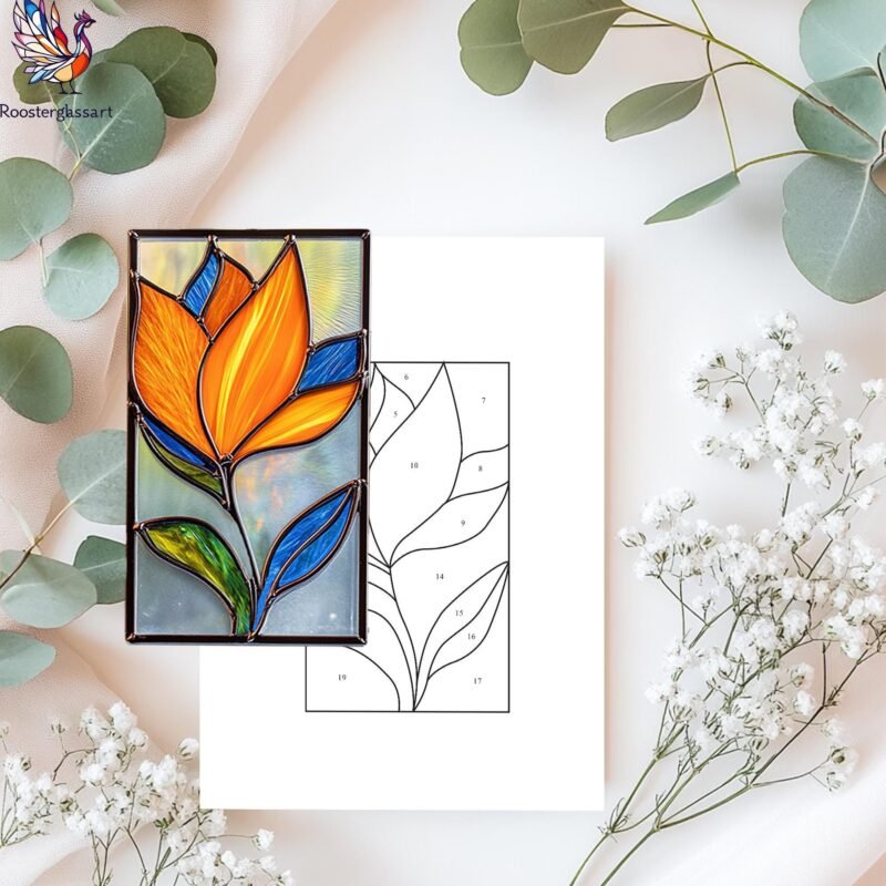 Digital Download Stained Glass Paradise flower Pattern, Stained Glass Pattern, Modern Suncatcher, DIY Stained Glass - Image 2