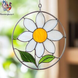 Digital Download Stained Glass Daisy Pattern, Stained Glass Pattern, Modern Suncatcher, DIY Stained Glass