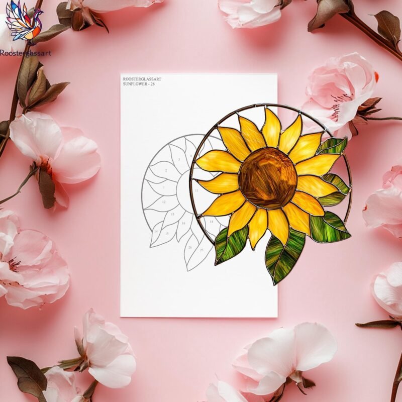 Digital Download Stained Glass Sunflower Pattern, Stained Glass Pattern, Modern Suncatcher, DIY Stained Glass - Image 3