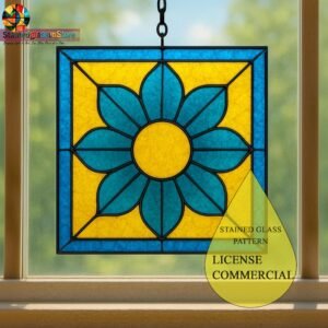 Digital file Mandala stained glass Leaves Stained Glass Pattern, Calla daisy Flowers Modern Suncatcher, Diy Stained Glass