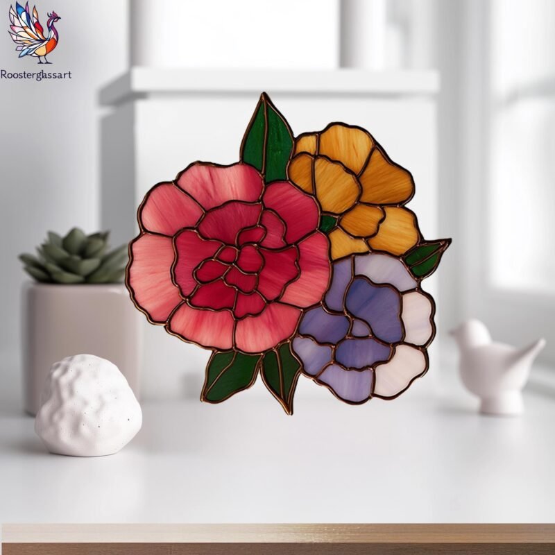 Digital Download Stained Glass Carnation Pattern, Stained Glass Pattern, Modern Suncatcher, DIY Stained Glass - Image 6