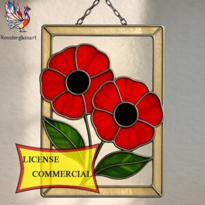 Digital Download Stained Glass Poppy Panel Pattern, Stained Glass Pattern, Modern Suncatcher, DIY Stained Glass