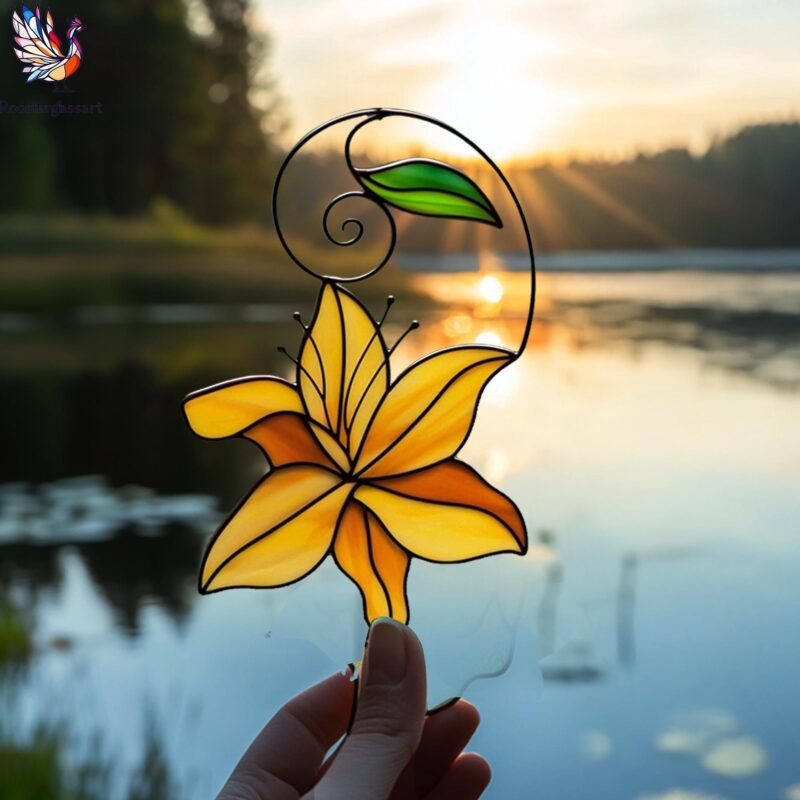 Digital Download Stained Glass Lily Pattern, Stained Glass Pattern, Modern Suncatcher, DIY Stained Glass - Image 4