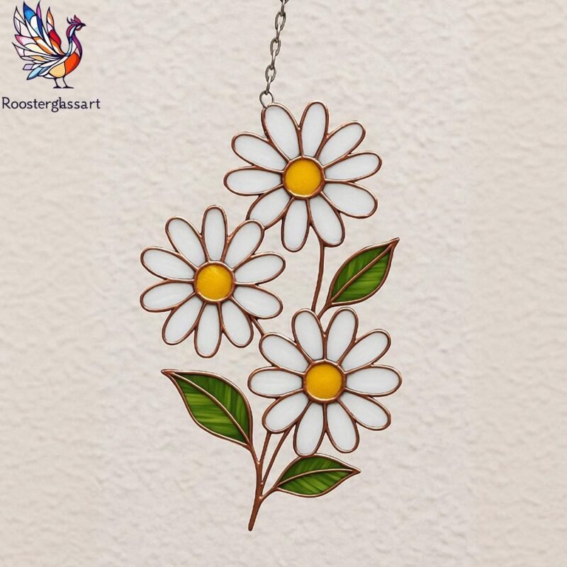 Digital Download Stained Glass Daisy Pattern, Stained Glass Pattern, Modern Suncatcher, DIY Stained Glass - Image 2