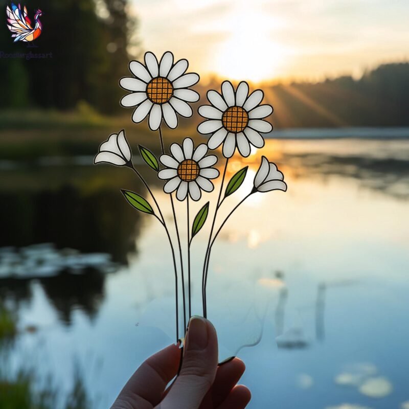 Digital Download Stained Glass Daisy Vase Pattern, Stained Glass Pattern, Modern Suncatcher, DIY Stained Glass - Image 4