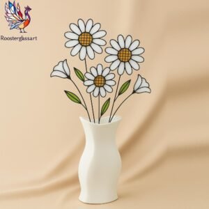 Digital Download Stained Glass Daisy Vase Pattern, Stained Glass Pattern, Modern Suncatcher, DIY Stained Glass