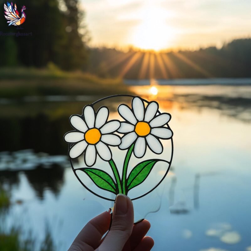 Digital Download Stained Glass Daisy Pattern, Stained Glass Pattern, Modern Suncatcher, DIY Stained Glass - Image 4