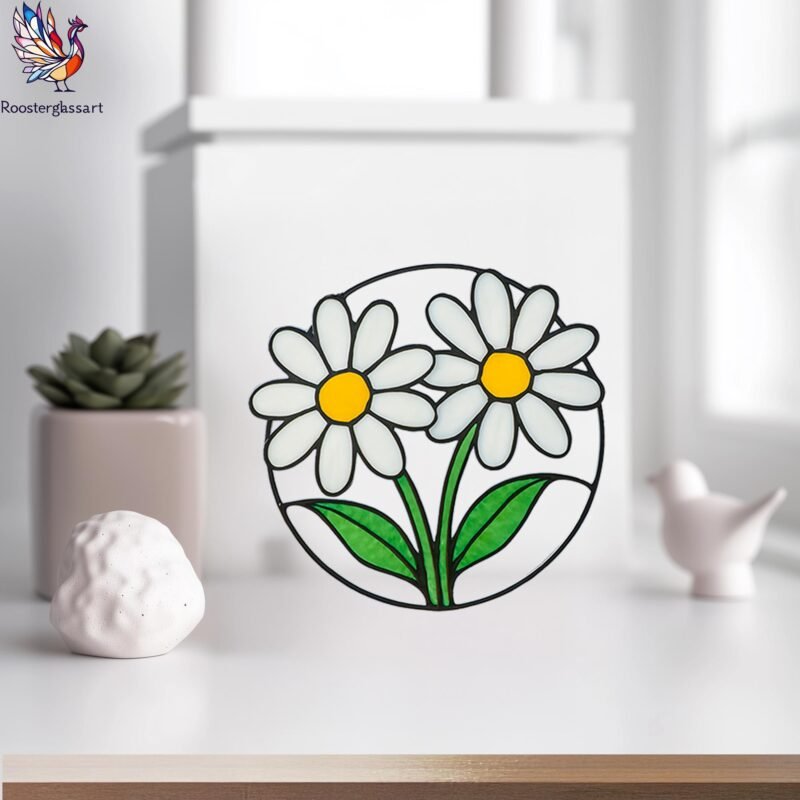 Digital Download Stained Glass Daisy Pattern, Stained Glass Pattern, Modern Suncatcher, DIY Stained Glass - Image 5
