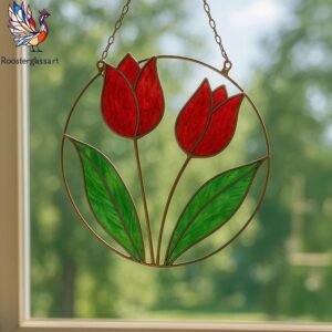 Digital Download Stained Glass Tulip Pattern, Stained Glass Pattern, Modern Suncatcher, DIY Stained Glass