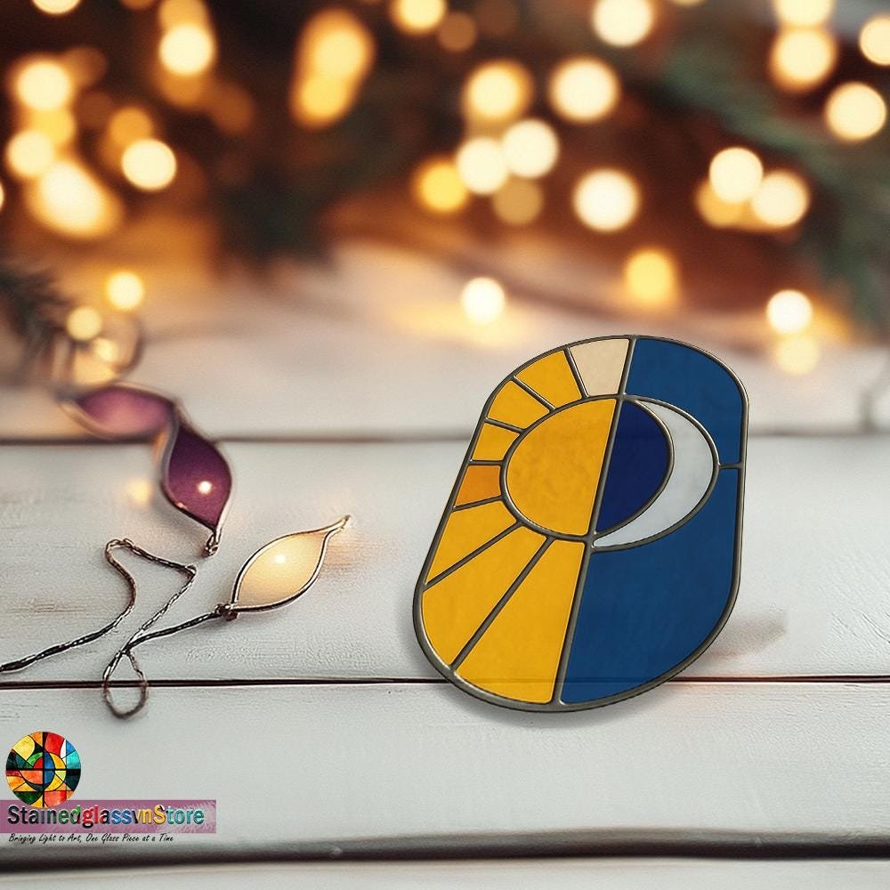 Digital file Sun and Moon stained glass Leaves Stained Glass Pattern, Calla daisy Flowers Modern Suncatcher, Diy Stained Glass - Image 6