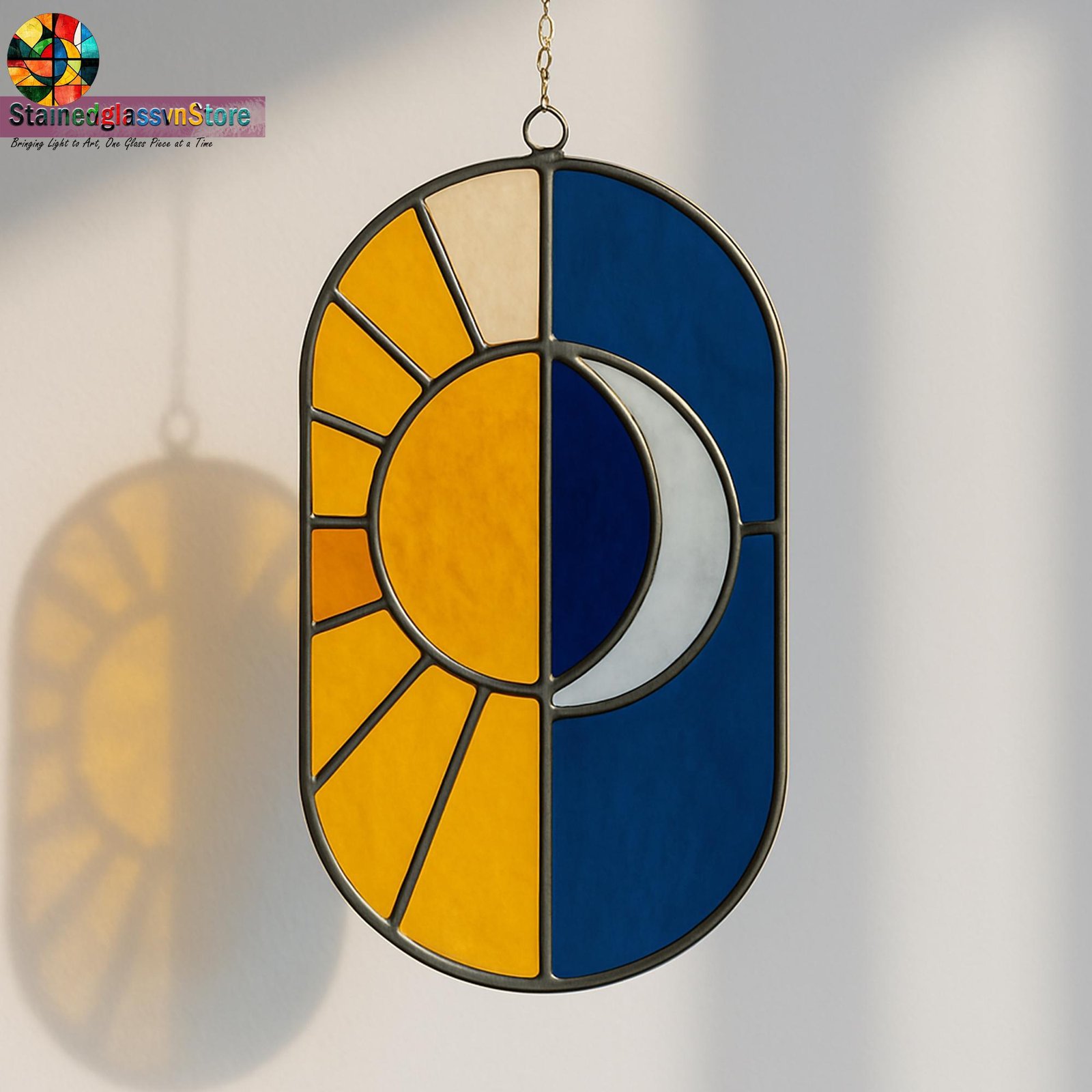 Digital file Sun and Moon stained glass Leaves Stained Glass Pattern, Calla daisy Flowers Modern Suncatcher, Diy Stained Glass