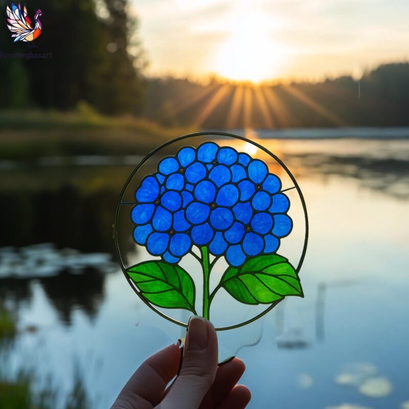 Digital Download Stained Glass Hydrangea Pattern, Stained Glass Pattern, Modern Suncatcher, DIY Stained Glass - Image 5