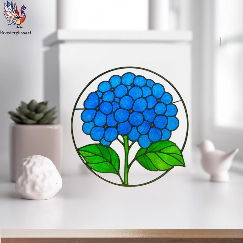 Digital Download Stained Glass Hydrangea Pattern, Stained Glass Pattern, Modern Suncatcher, DIY Stained Glass - Image 6