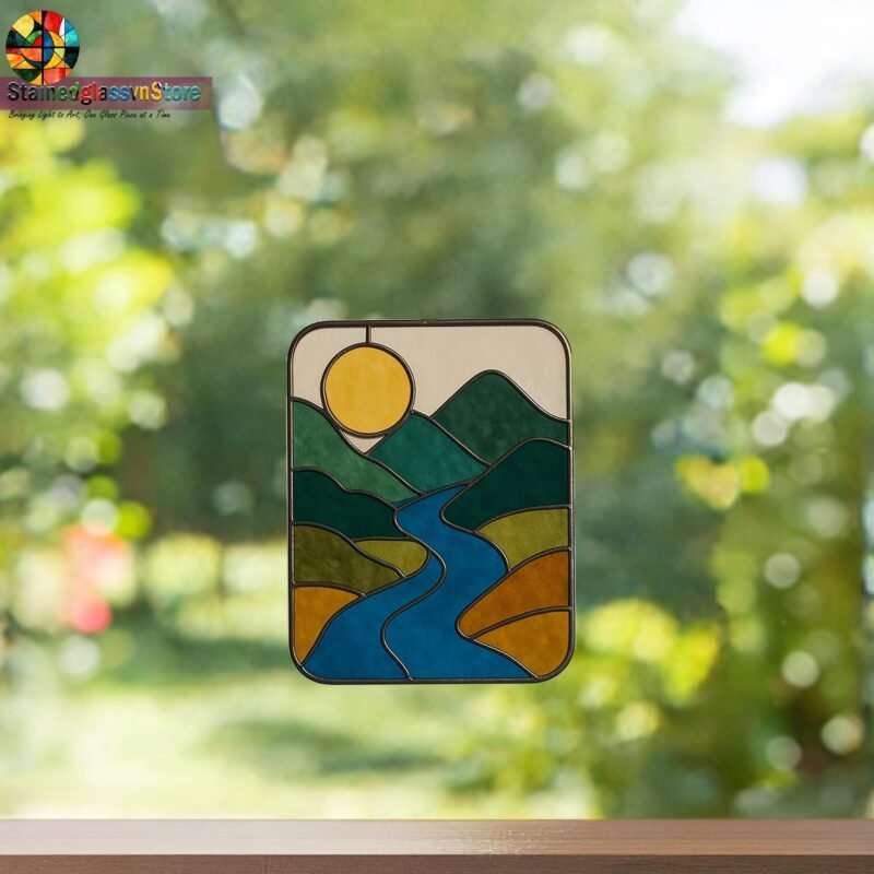 Digital file Sunset stained glass Leaves Stained Glass Pattern, Calla daisy Flowers Modern Suncatcher, Diy Stained Glass - Image 5