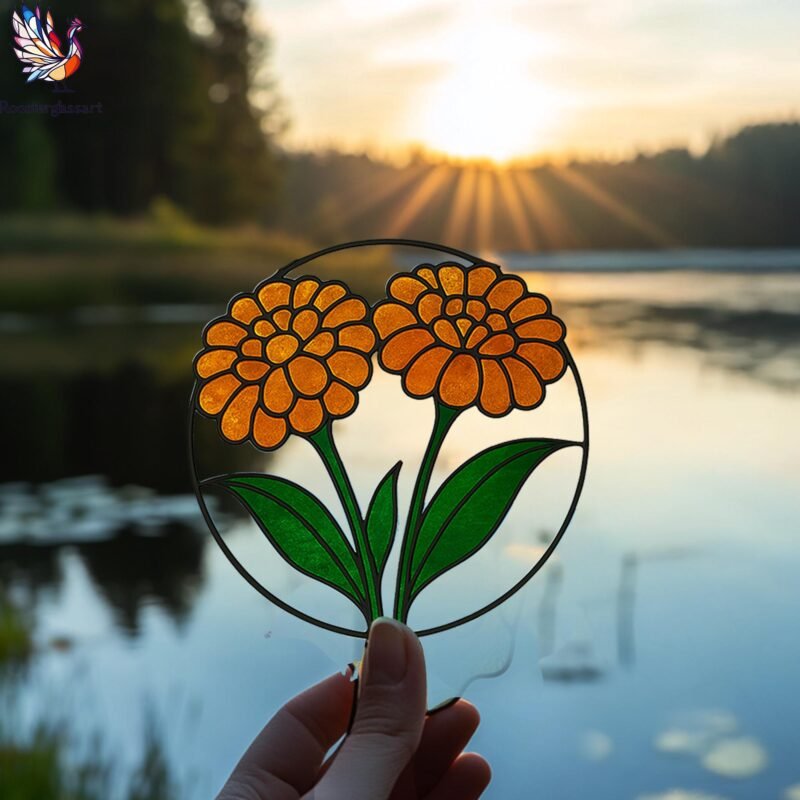 Digital Download Stained Glass Marigold Pattern, Stained Glass Pattern, Modern Suncatcher, DIY Stained Glass - Image 5