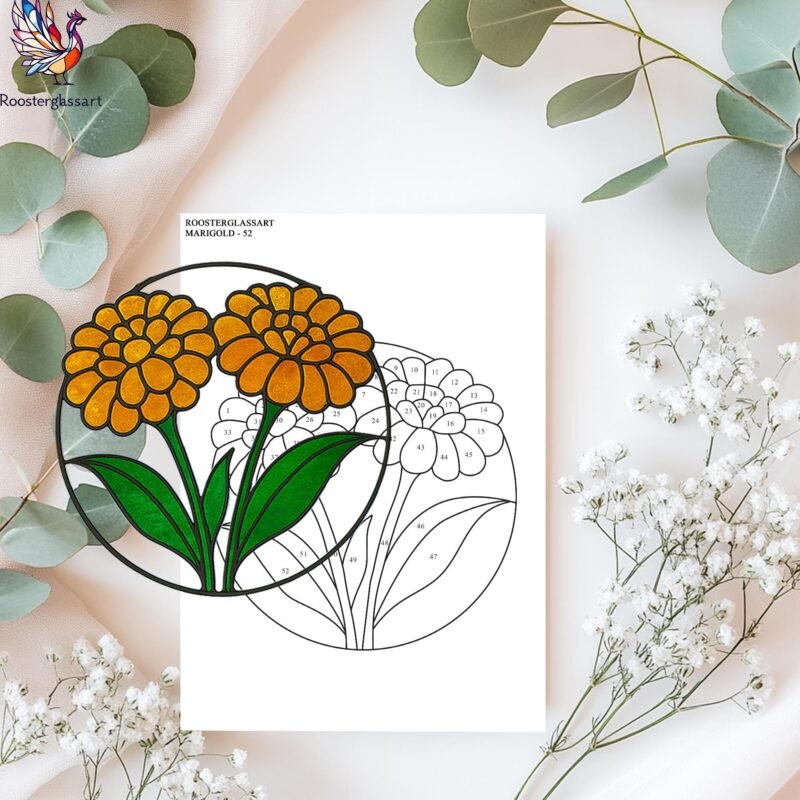 Digital Download Stained Glass Marigold Pattern, Stained Glass Pattern, Modern Suncatcher, DIY Stained Glass - Image 3