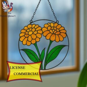 Digital Download Stained Glass Marigold Pattern, Stained Glass Pattern, Modern Suncatcher, DIY Stained Glass