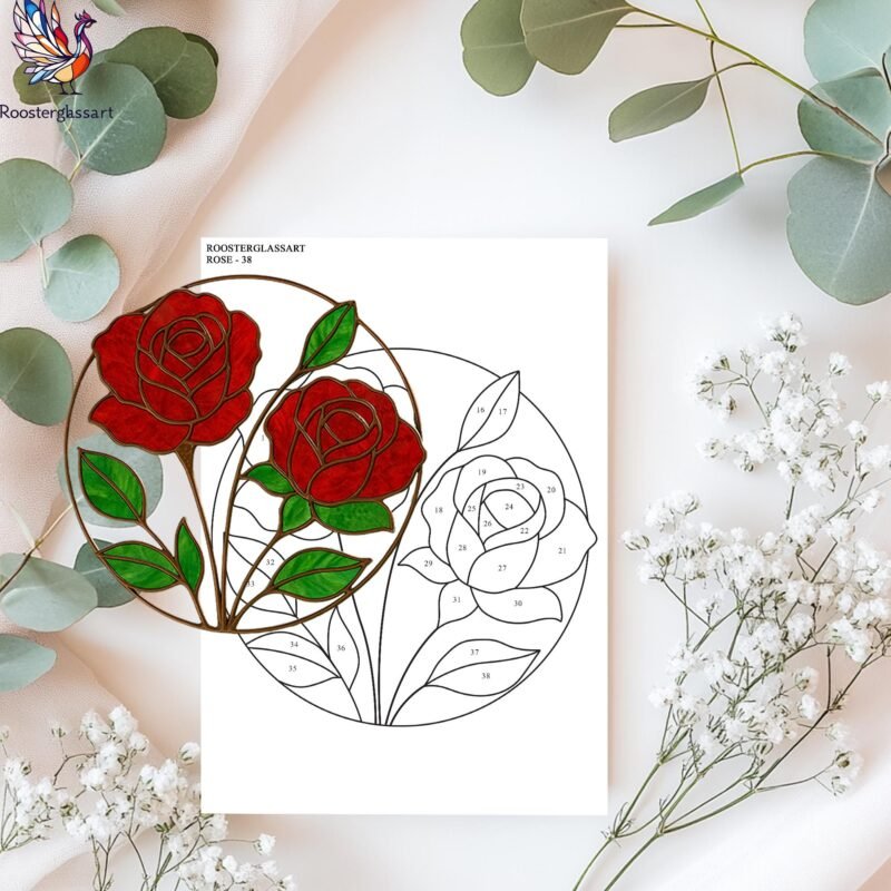 Digital Download Stained Glass Rose Pattern, Stained Glass Pattern, Modern Suncatcher, DIY Stained Glass - Image 3