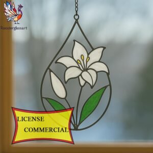 Digital Download Stained Glass Lily Drop Pattern, Stained Glass Pattern, Modern Suncatcher, DIY Stained Glass