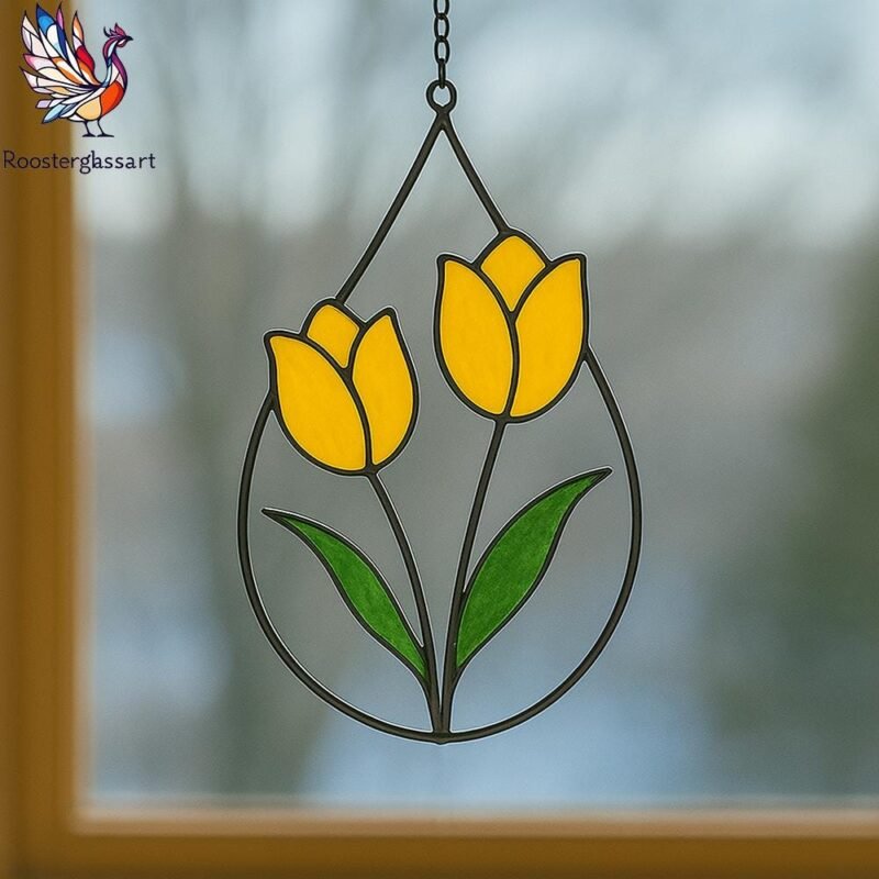 Digital Download Stained Glass Tulip Drop Pattern, Stained Glass Pattern, Modern Suncatcher, DIY Stained Glass - Image 2