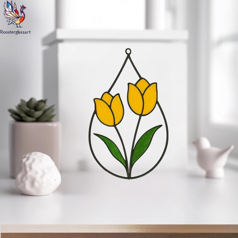 Digital Download Stained Glass Tulip Drop Pattern, Stained Glass Pattern, Modern Suncatcher, DIY Stained Glass - Image 6