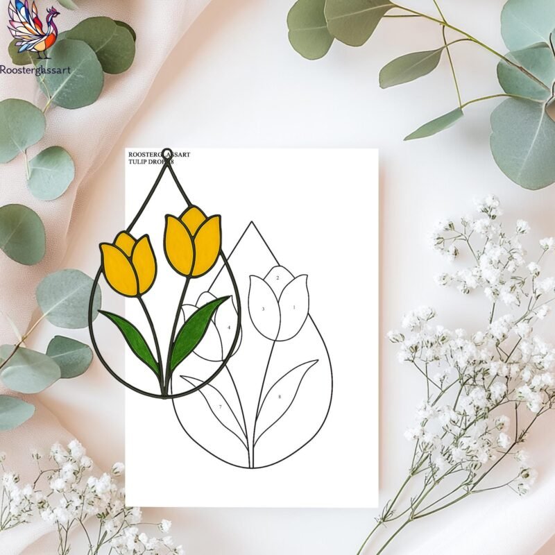 Digital Download Stained Glass Tulip Drop Pattern, Stained Glass Pattern, Modern Suncatcher, DIY Stained Glass - Image 3