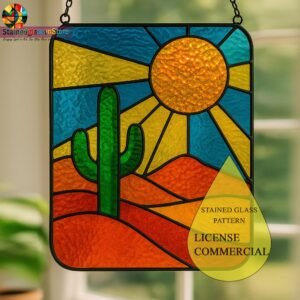 Digital file Desert stained glass Stained Glass Panel - Home Decor Pattern, Calla daisy Flowers Modern Suncatcher, Diy