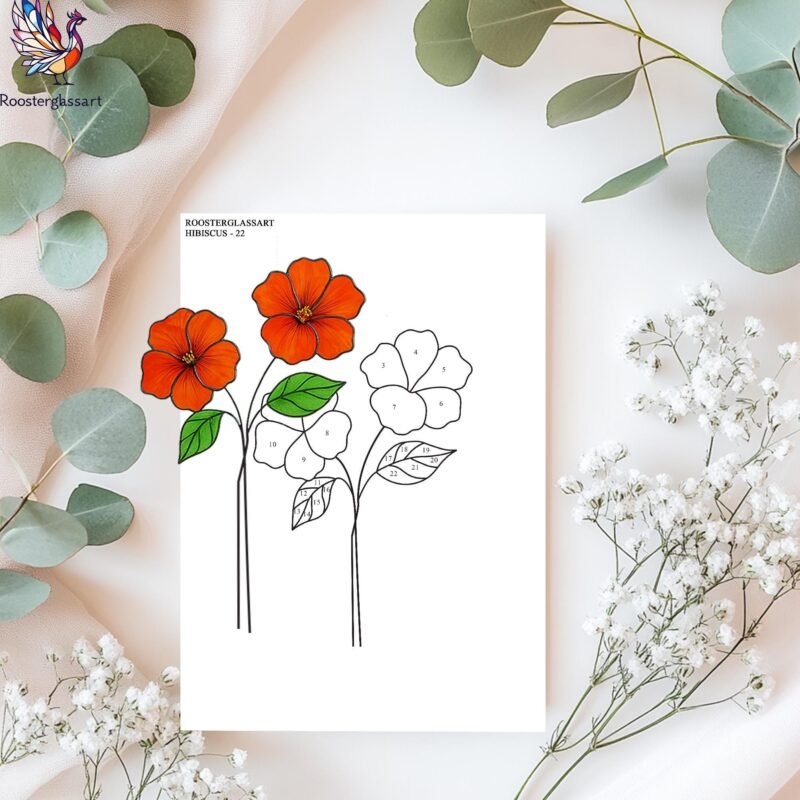 Digital Download Stained Glass Hibiscus Vase Pattern, Stained Glass Pattern, Modern Suncatcher, DIY Stained Glass - Image 3