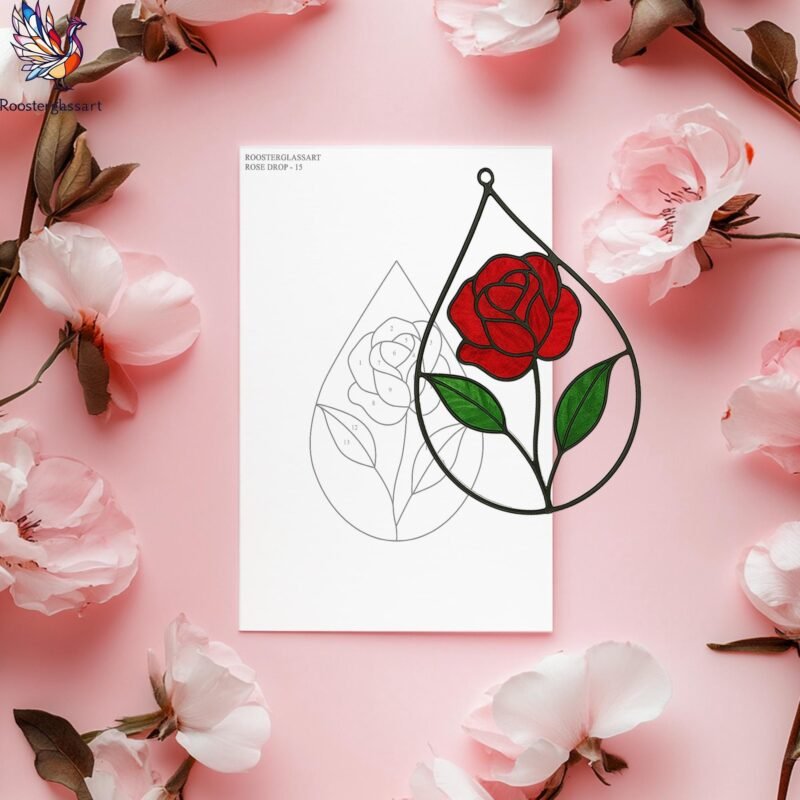 Digital Download Stained Glass Rose Drop Pattern, Stained Glass Pattern, Modern Suncatcher, DIY Stained Glass - Image 4