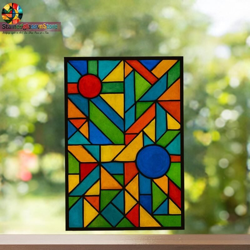 Digital file Geometric stained glass Stained Glass Panel - Home Decor Pattern, Calla daisy Flowers Modern Suncatcher, Diy - Image 5