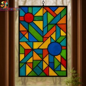 Digital file Geometric stained glass Stained Glass Panel - Home Decor Pattern, Calla daisy Flowers Modern Suncatcher, Diy