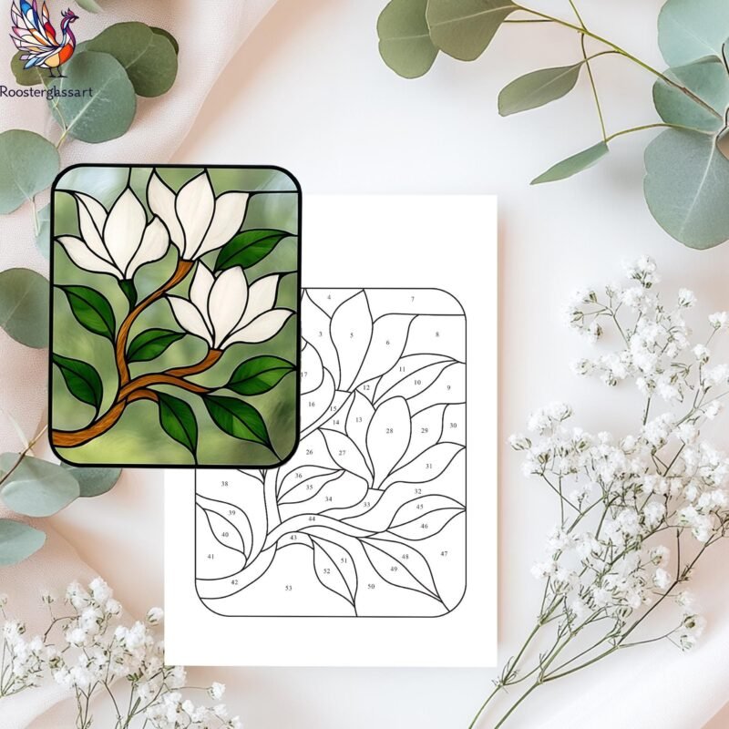 Digital Download Stained Glass Orchid Pattern, Stained Glass Pattern, Modern Suncatcher, DIY Stained Glass - Image 3