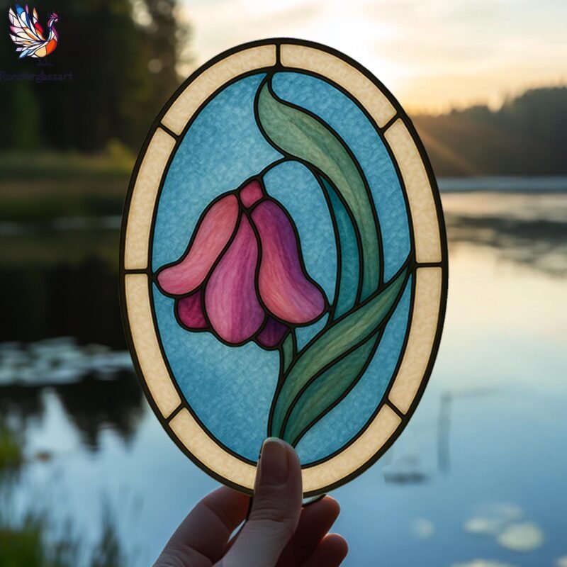 Digital Download Stained Glass Tulip Pattern, Stained Glass Pattern, Modern Suncatcher, DIY Stained Glass - Image 5